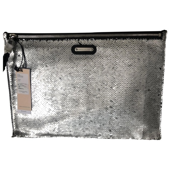 Rebecca Minkoff Large Sequin Leather Zip Clutch - Picture 6 of 6